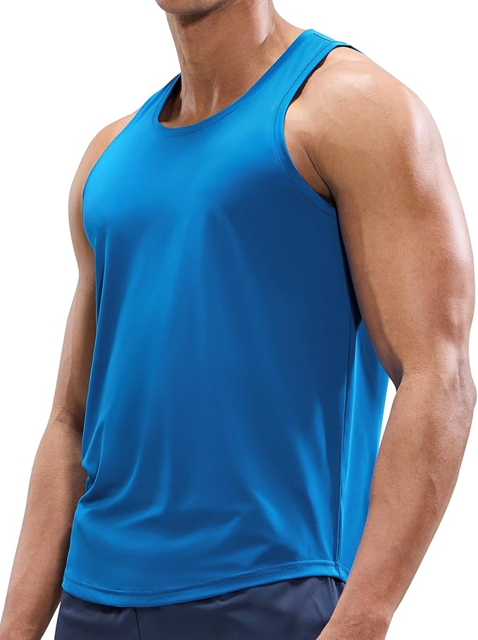 MIER Men's Tank Tops Workout Sleeveless Tee Shirts Muscle Athletic Gym Running Beach Tanks for Men, Quick Dry