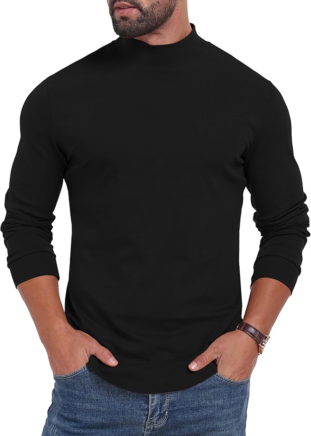 Sailwind Men's Mock Turtleneck Long Sleeve Shirt Cotton Basic Thermal Undershirt Lightweight Pullover