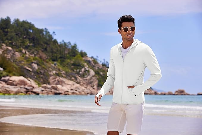 COOFANDY Men Full Zip UPF 50 Sun Protection Hoodie Jacket Long Sleeve Lightweight Breathable UV Shirts with Pockets