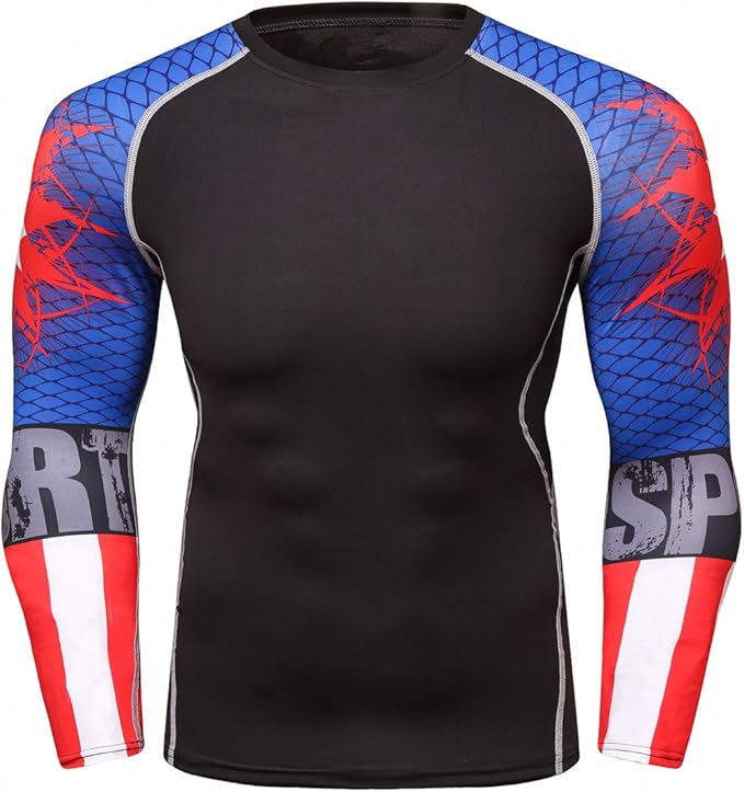 Men's Soft Slim Long Sleeve Dry-Fit Compression Gym Trainning Shirt