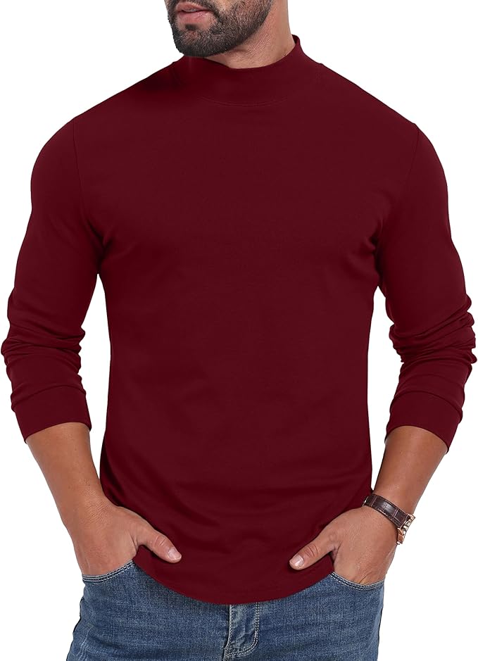 Sailwind Men's Mock Turtleneck Long Sleeve Shirt Cotton Basic Thermal Undershirt Lightweight Pullover