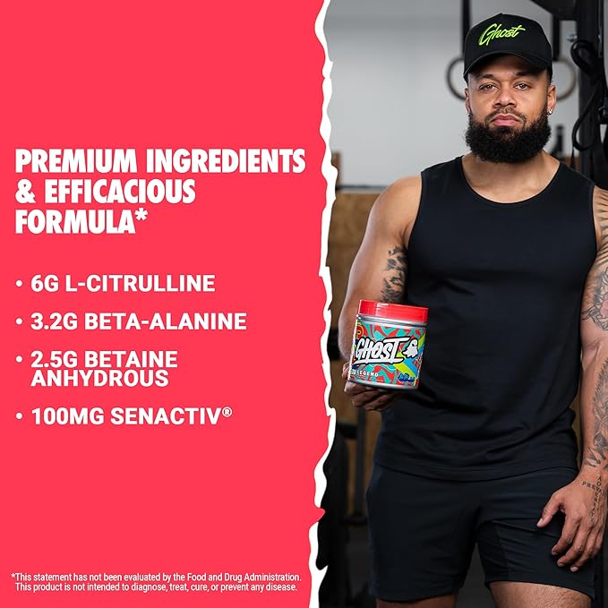 GHOST Legend Pre-Workout Powder, Blue Raspberry - 30 Servings – Pre-Workout for Men & Women with Choline, L-Citrulline, & Beta Alanine for Energy & Focus