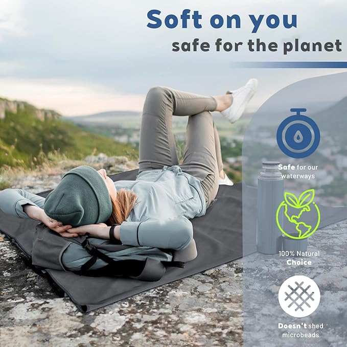 Microfiber Towel Set, 3 Pieces, Fast Drying, Soft Touch, Lightweight, Multiple Sizes for Beach, Camping, Travel,Backpacking, Gym,Sports,Yoga,Swim Use,Dark Gray