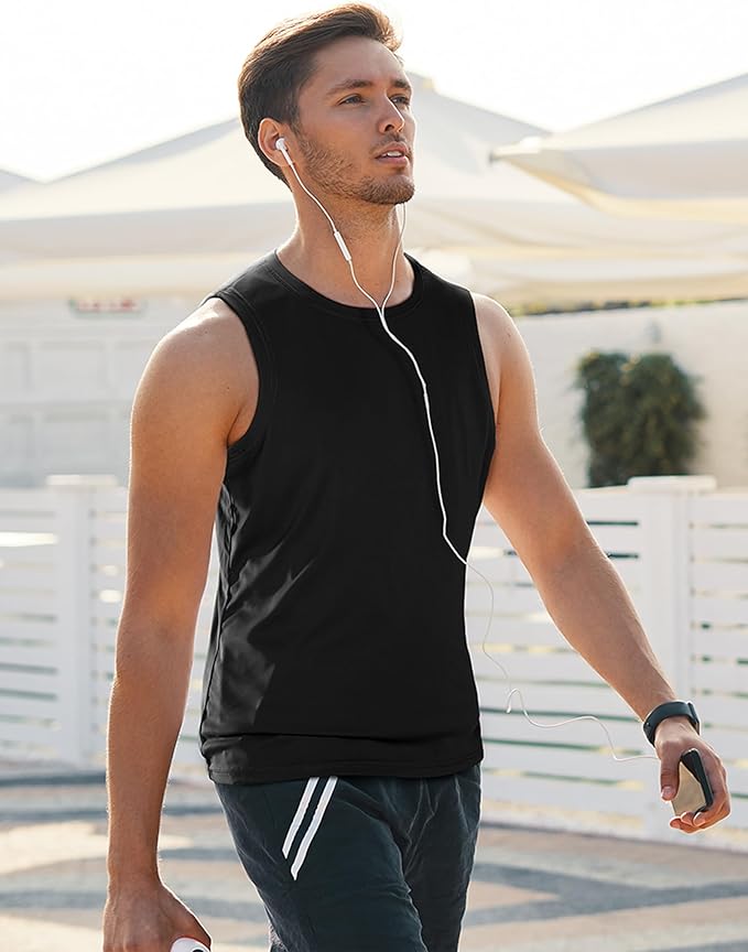 MIER Men's Workout Tank Tops UPF 50+ Swim Shirts Quick Dry Running Sleeveless UV Protection Muscle Tees
