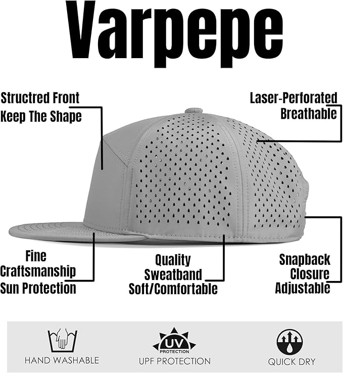 Performance Snapback Hats for Men Women,Flat Bill Cap,Golf,Running,Workout