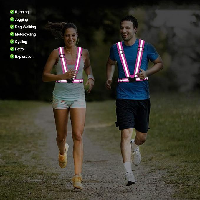 Reflective Vest Running Gear, 2Pack High Visible Safety VES for Cycling Jogging Running Walking, Adjustable for Men Women Kids