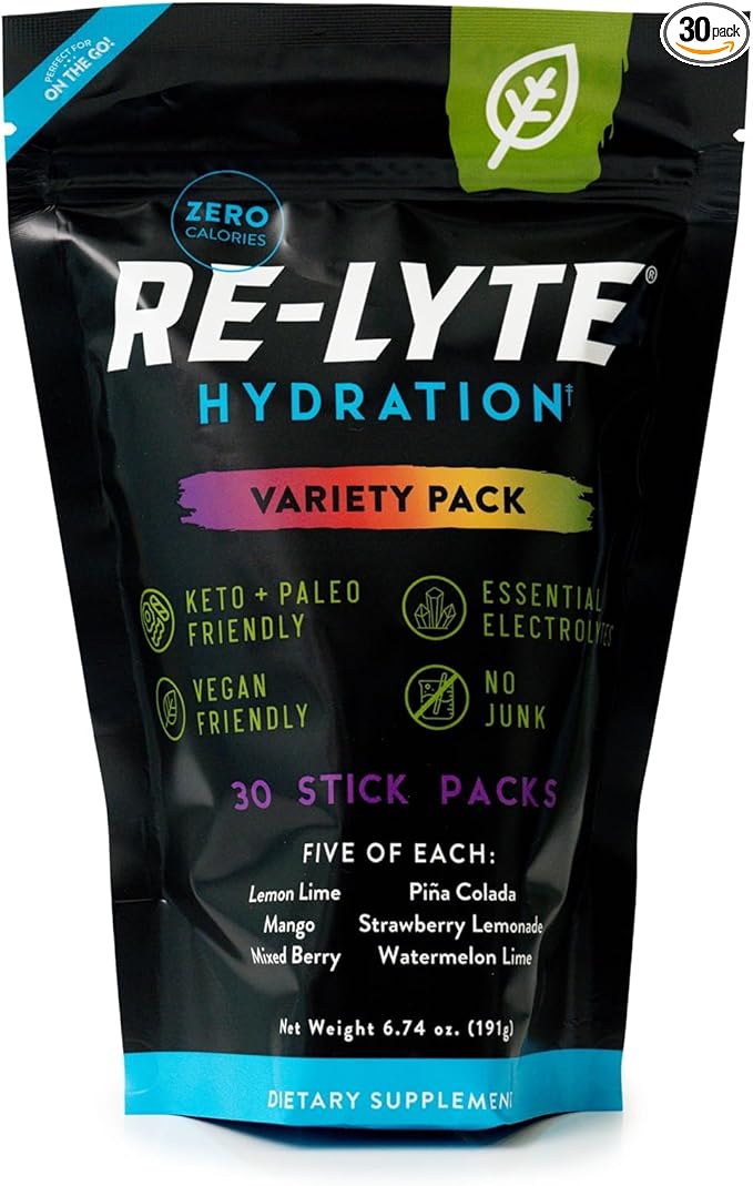 REDMOND Re-Lyte Hydration Electrolyte Powder Mix, Variety Pack, 30 Stick Packs