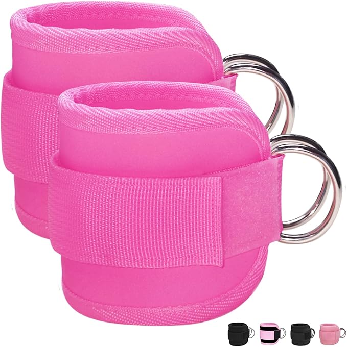 Fitness Ankle Straps for Cable Machine, Kickbacks Glute Workouts, Lower Body Exercises, Adjustable Leg Straps with Neoprene Padding Men Women