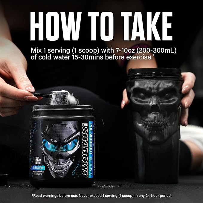 JNX SPORTS The Shadow! 350mg of Caffeine Hard Core Preworkout - Lemon 30 Servings | Electric Energy, Mental Focus & Superhuman Strength for Men & Women