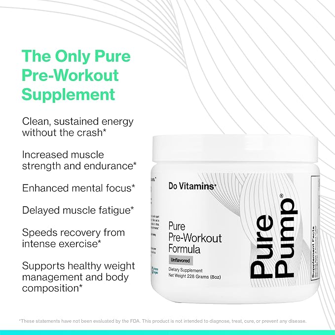 Do Vitamins - PurePump Unflavored All-Natural Pre Workout Powder for Men & Women - Clean Preworkout with Creatine, BCAA, Beta Alanine - Best for Energy, Focus & Pump - Vegan, Keto, Paleo 30 Servings