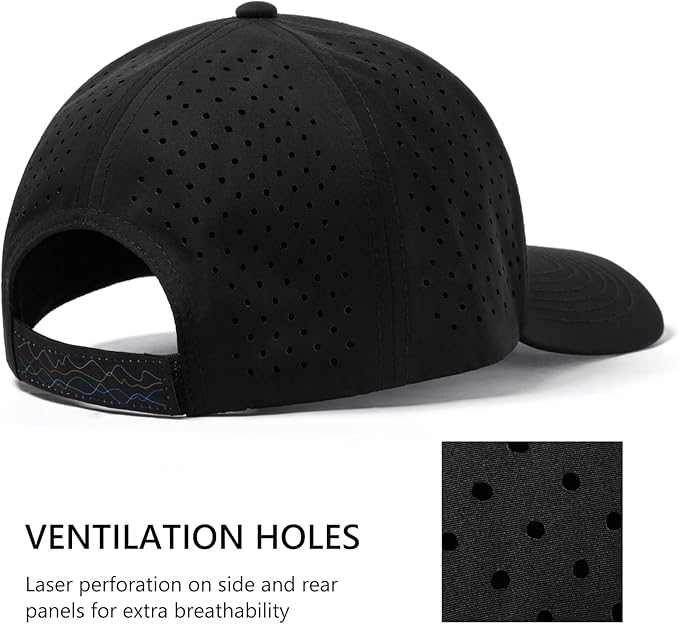 UPF 50+ Performance Water Resistant Baseball Cap Lightweight Breathable Hat Golf Running Boat Hiking for Men Women