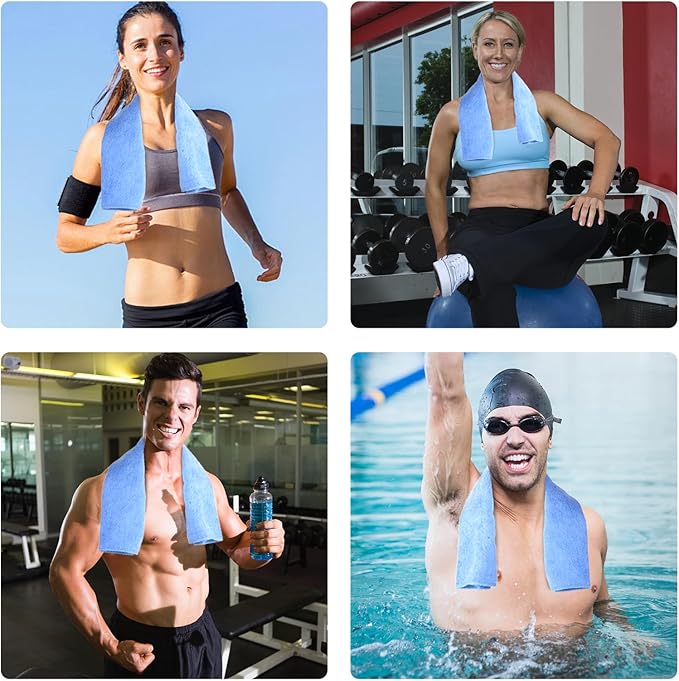 Microfiber Gym Towels Set for Sports Fitness, Yoga, Workout, Exercise, Tennis, Super Soft and Quick-Drying Gym Towels for Women Men (3 Pack, Grey+Blue+Purple)