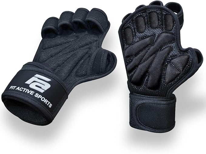 Fit Active Sports New Ventilated Weight Lifting Workout Gloves with Built-in Wrist Wraps for Men and Women - Great for Gym Fitness, Cross Training, Hand Support & Weightlifting.