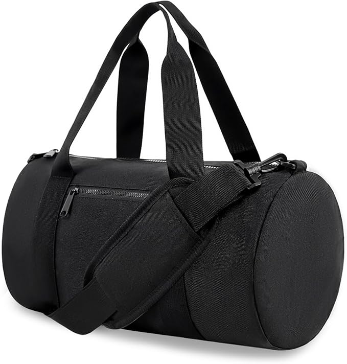 Small Gym Bag Duffel Bag for Women Men Fitness Sports Bag Workout Adjustable Detachable Shoulder Strap Lightweight Carry on Travel Duffle Bag (Black, 15" / Mini / 12L)
