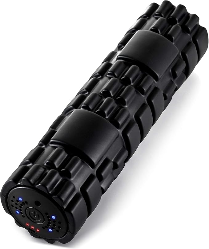 Electric Vibrating Rechargeable Foam Roller - 4 Intensity Levels for Firm Battery-Powered Deep Tissue Recovery, Training, Massage - Therapeutic Back and Muscle Massage Roller