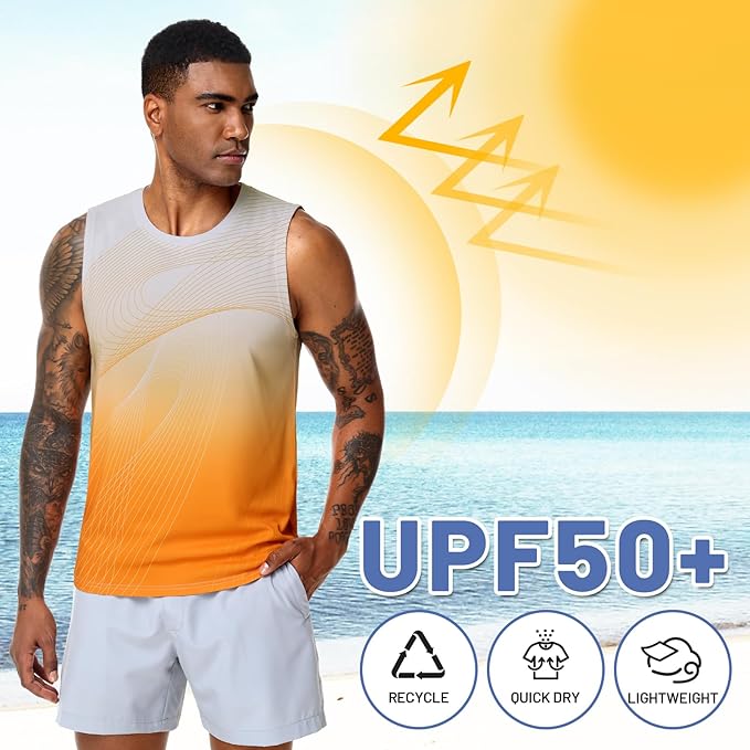 MIER Men's Workout Tank Tops UPF 50+ Swim Shirts Quick Dry Running Sleeveless UV Protection Muscle Tees
