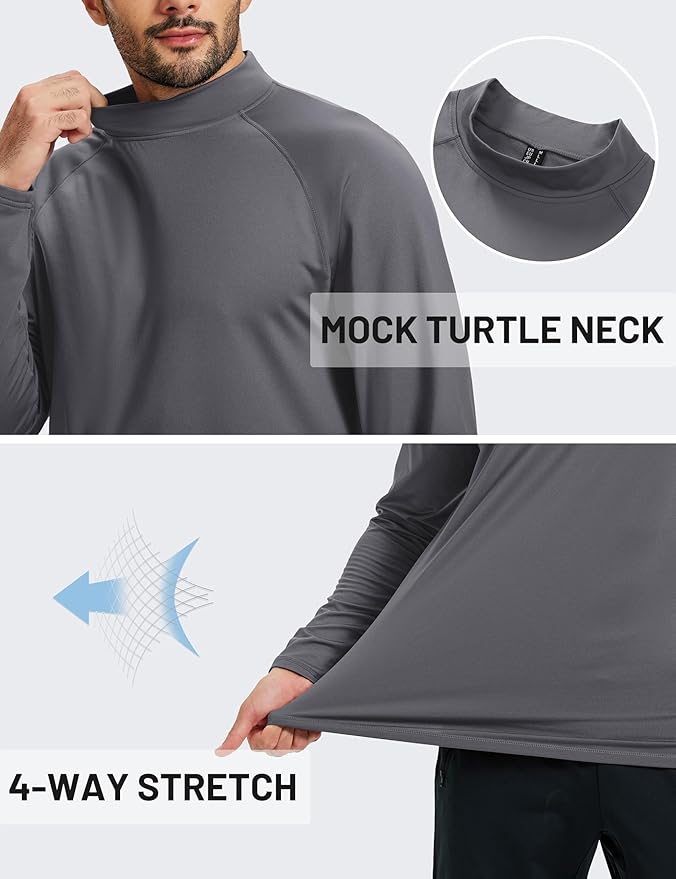 TACVASEN Mens Thermal Fleece Shirt Mock Turtle Neck Base Layer Long Sleeve Athletic Warm Undershirt Winter Running Tops