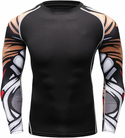 Men's Soft Slim Long Sleeve Dry-Fit Compression Gym Trainning Shirt