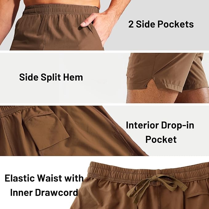 MIER Men's Workout Running Shorts Quick Dry Active 5 Inches Shorts with Pockets, Lightweight, Breathable