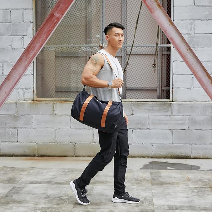 BE SMART Waterproof Mens Gym Bag with Shoe Compartment, Duffle Bags with Wet Pocket for Men, Lightweight Large Sport Duffel Option for Overnight Weekender, Fitness, Swim, Boxing,Travel