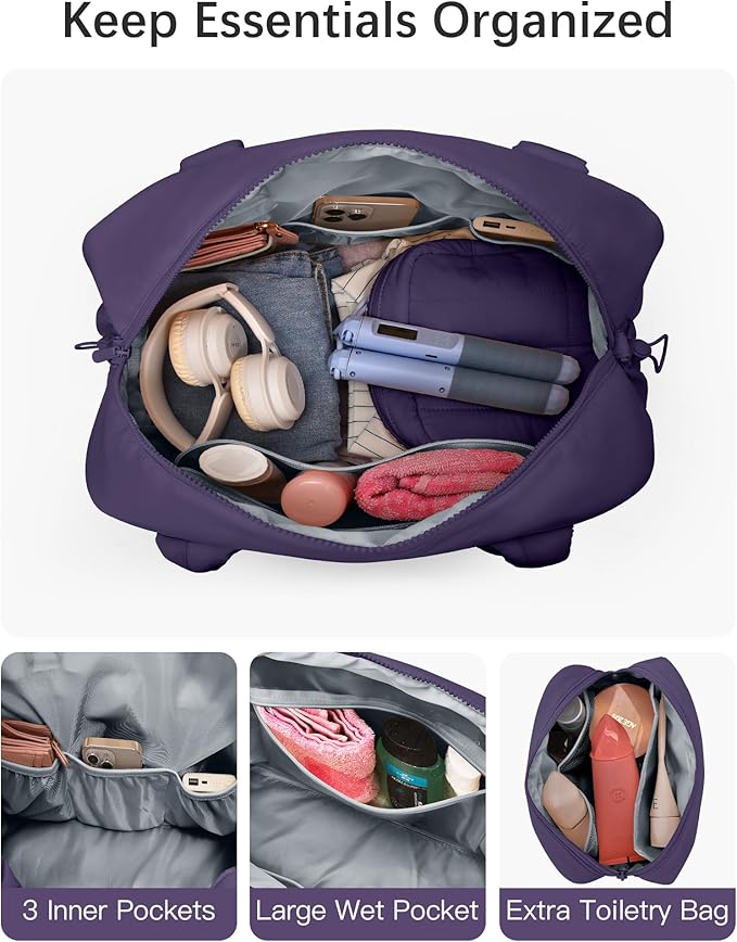 oscaurt Gym Bag for Women Lightweight Duffle Bag for Travel with Toiletry Pouch Water Resistant Carry On Weekender Overnight Duffel