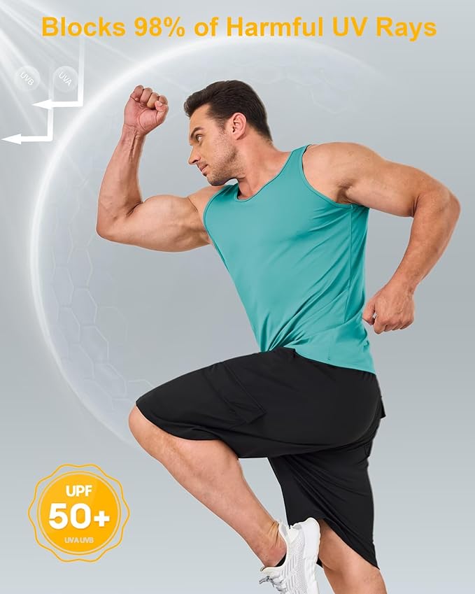 Boladeci Men's Tank Top Workout Athletic Quick Dry UPF 50+ Sun Protection Lightweight Summer Beach Gym Sleeveless Shirts