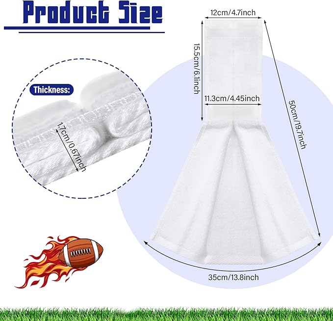 Shimeyao 2 Pcs Cotton Sports Football Towel with Closure Pitching Football Sweat Towel for Sports Gym Men Women Accessories(White,Classic)