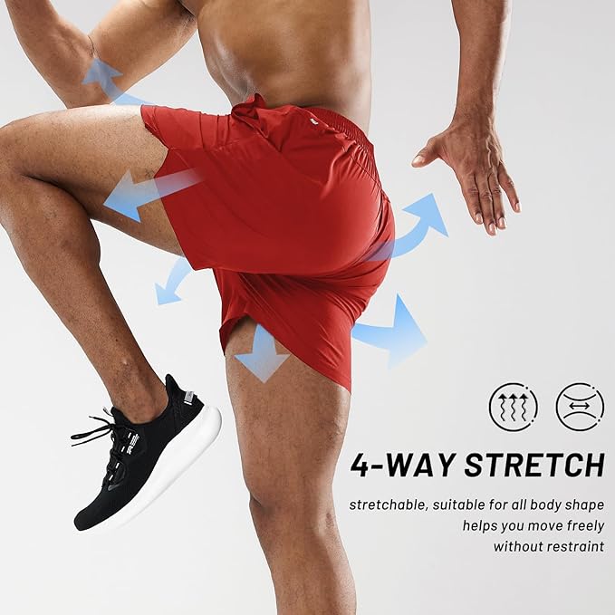 MIER Men's Workout Running Shorts Quick Dry Active 5 Inches Shorts with Pockets, Lightweight, Breathable