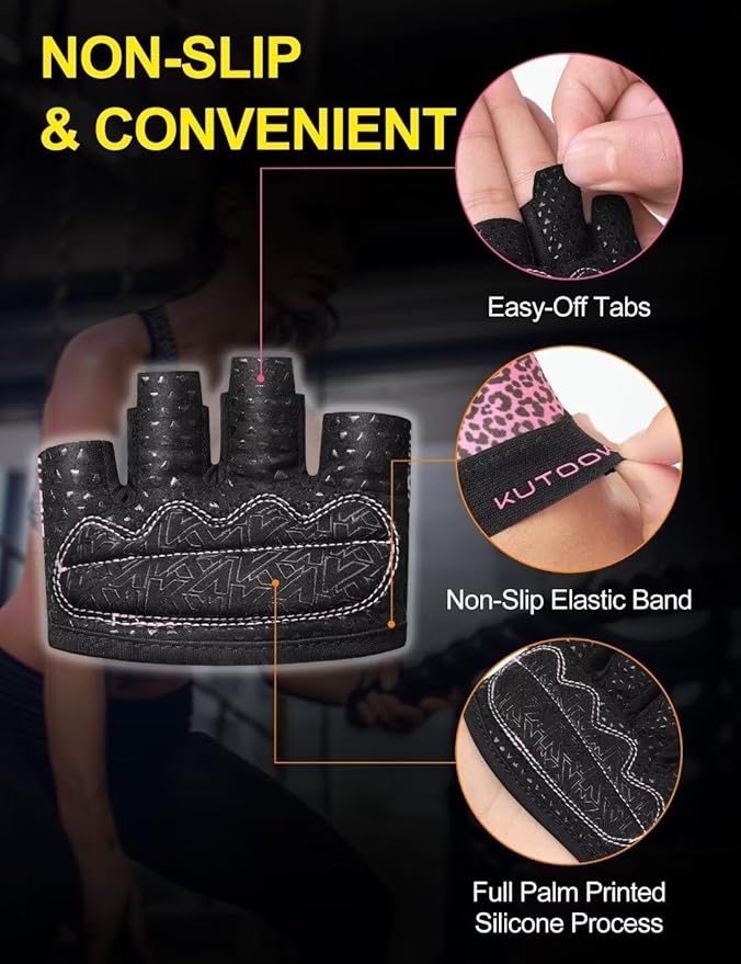 KUTOOK Weight Lifting Workout Gloves for Men/Women, 3mm XRD Padding Grip Gym Gloves, Breathable Partial Gloves for Calluses, Weightlifting Gloves for Exercise, Kettlebell, Pull-Ups, Cross Training