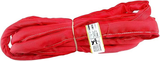 USA Made VR5 X 16' Red Slings 4'-30' Lengths in Listing, Double PLY Cover Endless Round Poly Lifting Slings, 13,200 lbs Vert, 10,560 lbs Choker, 26,400 lbs Basket (USA Polyester) (16 FT)