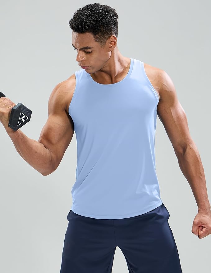 MIER Men's Tank Tops Workout Sleeveless Tee Shirts Muscle Athletic Gym Running Beach Tanks for Men, Quick Dry