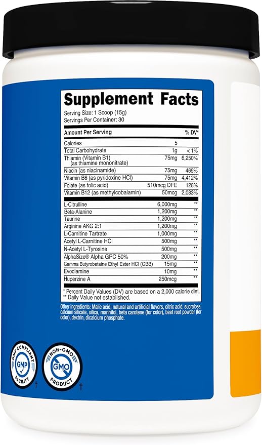 Nutricost Stim-Free Pre-Workout, 30 Servings (Peach Mango) - Caffeine Free, Stimulant Free, Non-GMO, Gluten Free