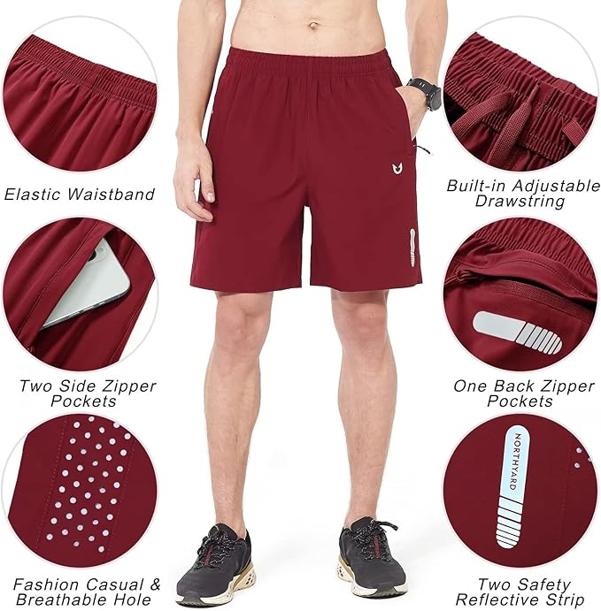 NORTHYARD Men's Athletic Running Shorts Quick Dry Workout Shorts 7"/ 5"/ 9" Lightweight Sports Gym Basketball Tennis Hiking