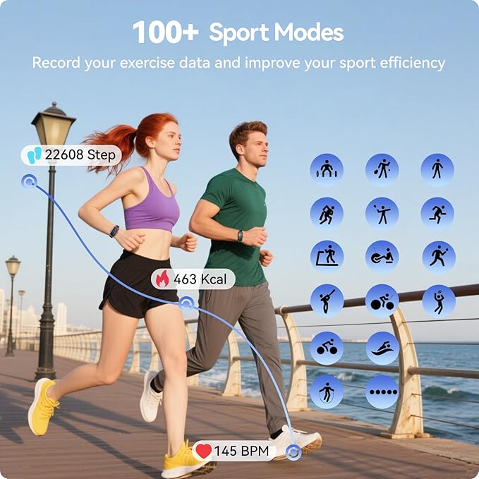 AMOLED Fitness Tracker Watch with 24/7 Heart Rate/SpO2/Sleep Monitor, IP68 Waterproof Smart Watch, Step Calorie Counter Pedometer Swimming Health Activity Trackers & SmartWatches for Women Men