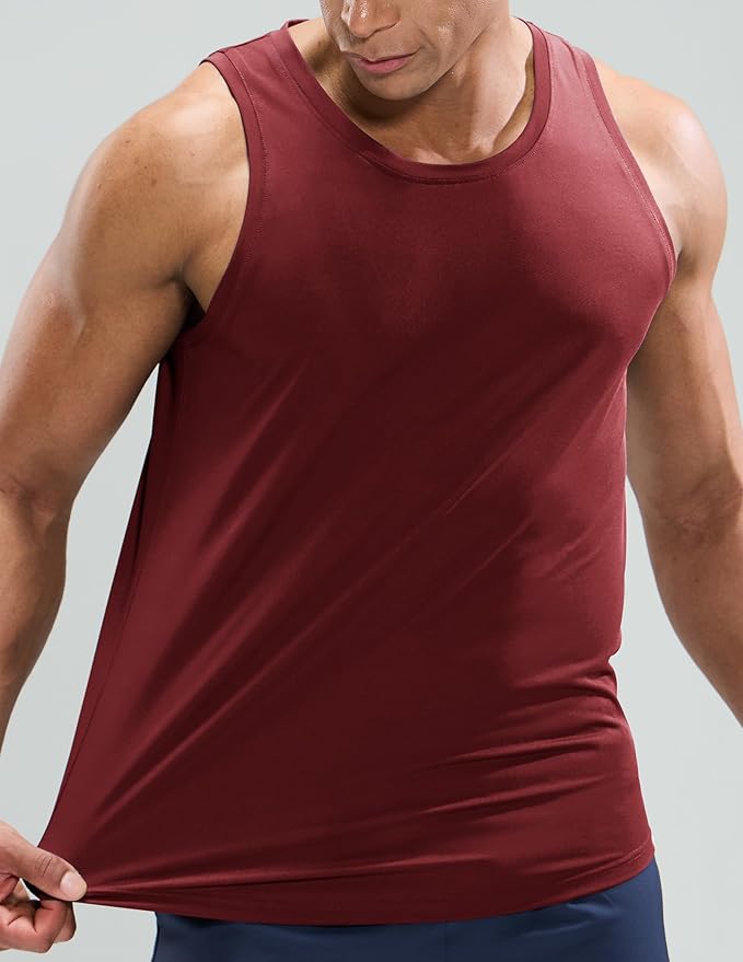 MIER Men's Tank Tops Workout Sleeveless Tee Shirts Muscle Athletic Gym Running Beach Tanks for Men, Quick Dry