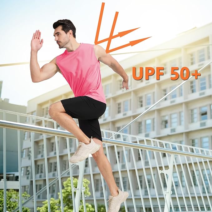 Men's Sleeveless UPF 50+ Swim Shirts Quick Dry Workout Tank Top UV Protection Running Gym Muscle T Shirts