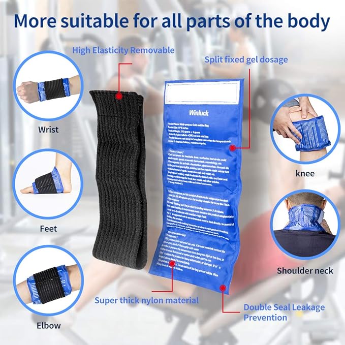 Gel Ice Cold Packs - (2-Piece Set) Soft Reusable Cold/Hot Compress, Provides Alleviate Joint and Muscle Pain. Flexible Therapy from Injuries - Shoulder, Back, Knee, Neck, Ankle & More.