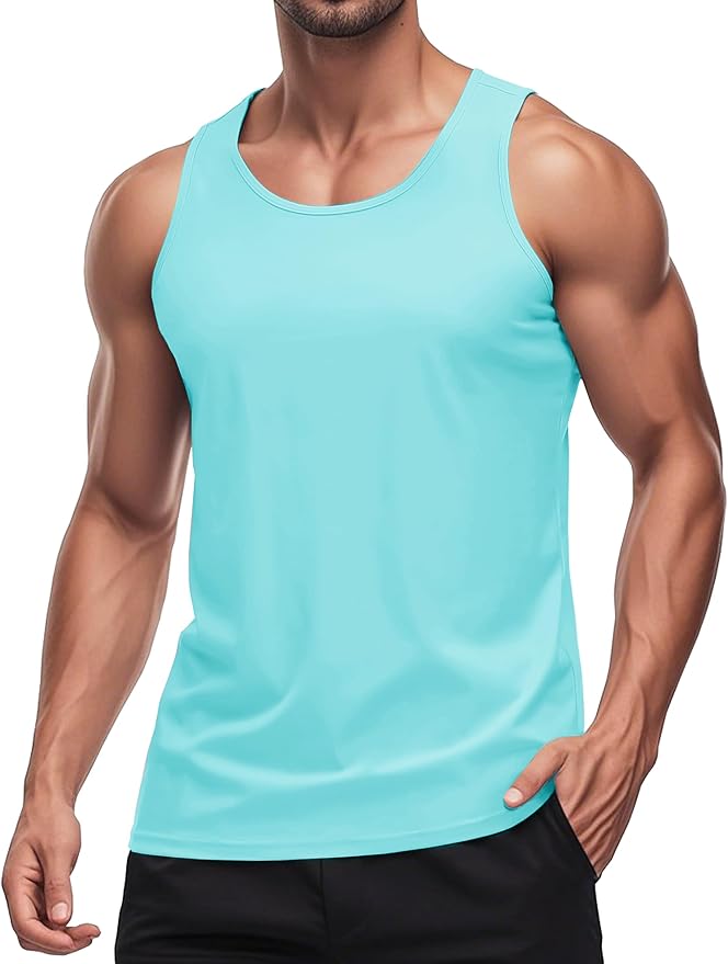 MAGCOMSEN Men's UPF 50+ Tank Top Quick Dry Summer Workout Muscle Sleeveless Shirts for Swim Beach Bodybuilding