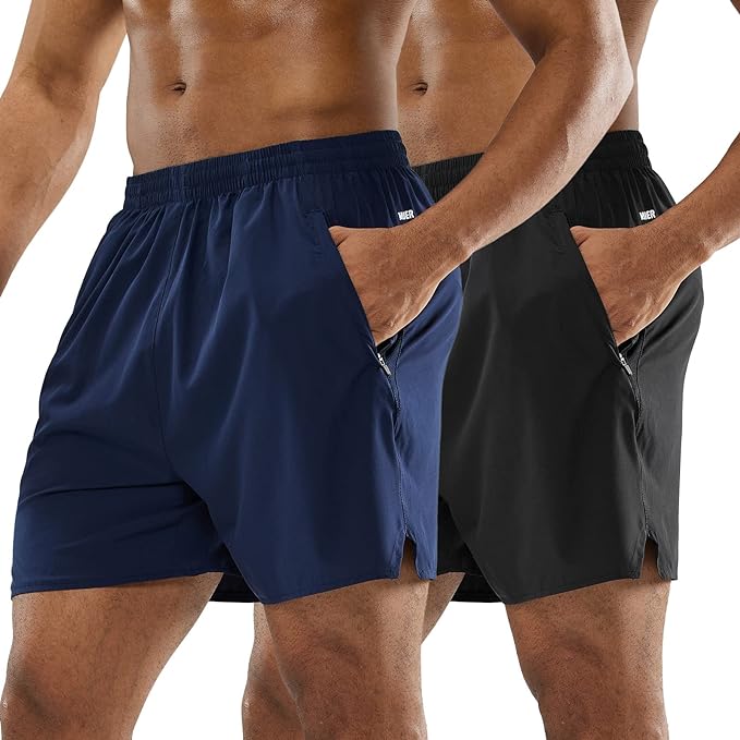 MIER Men's Workout Running Shorts Quick Dry Active 5 Inches Shorts with Pockets, Lightweight, Breathable