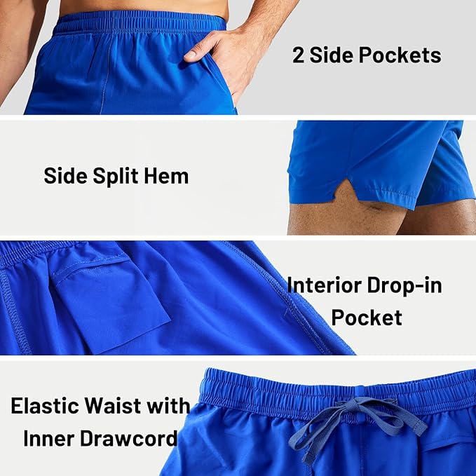 MIER Men's Workout Running Shorts Quick Dry Active 5 Inches Shorts with Pockets, Lightweight, Breathable