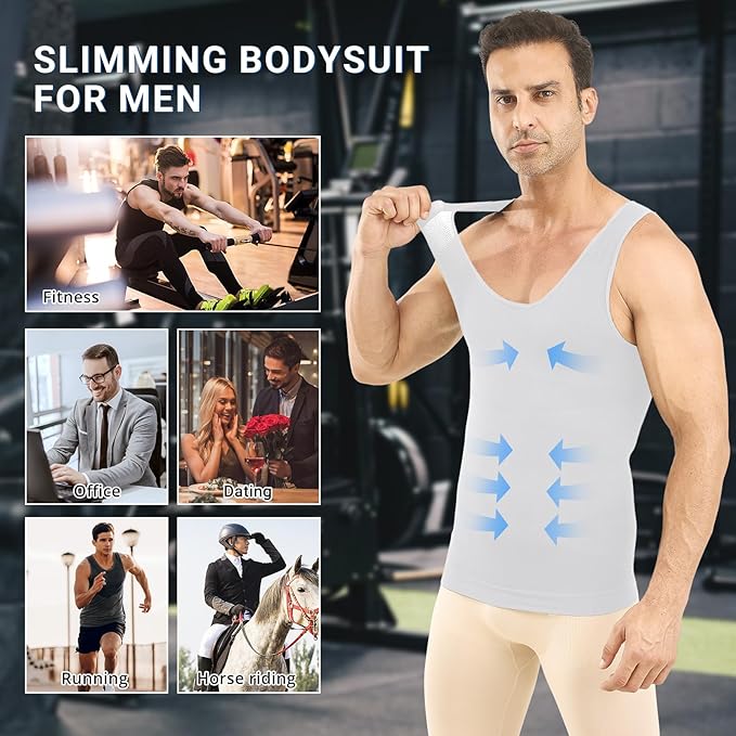 Gynecomastia Compression Shirt Men, Slimming Undershirt Compression Tank Top Mens Shapewear Body Shaper