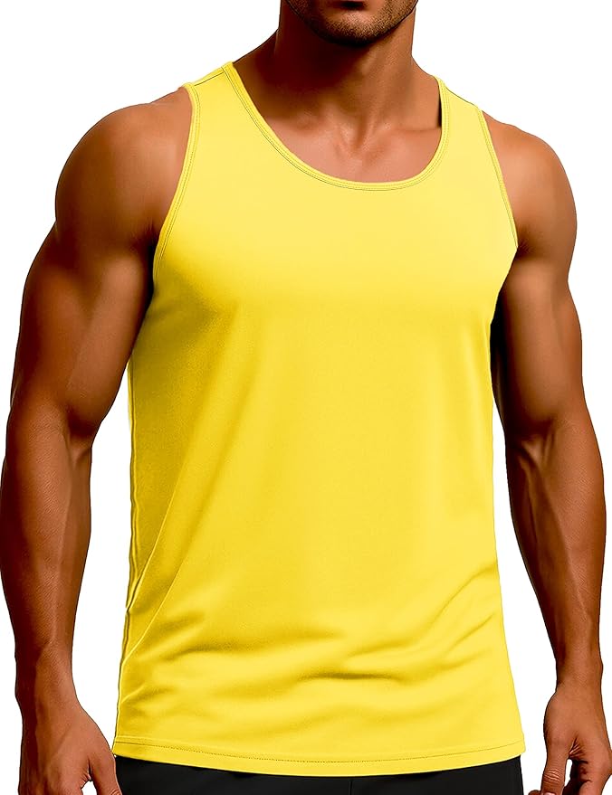 KEFITEVD Men's Workout Tank Tops Sleeveless Quick Dry UPF 80+ Summer Sun Shirts for Running Swim Gym Beach