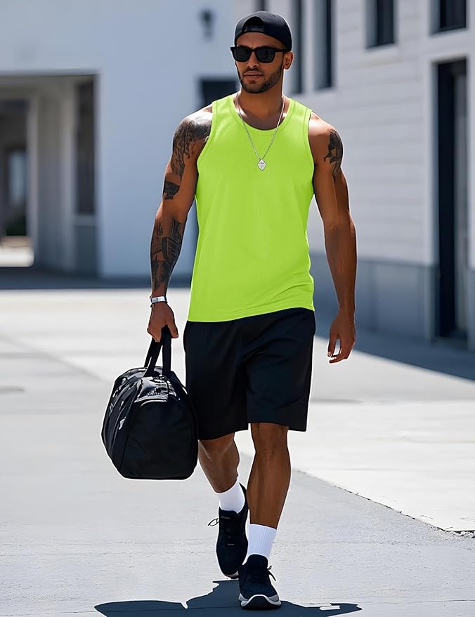 MAGCOMSEN Mens Workout Tank Tops Undershirt Cotton Muscle Athletic Sleeveless Shirts for Gym