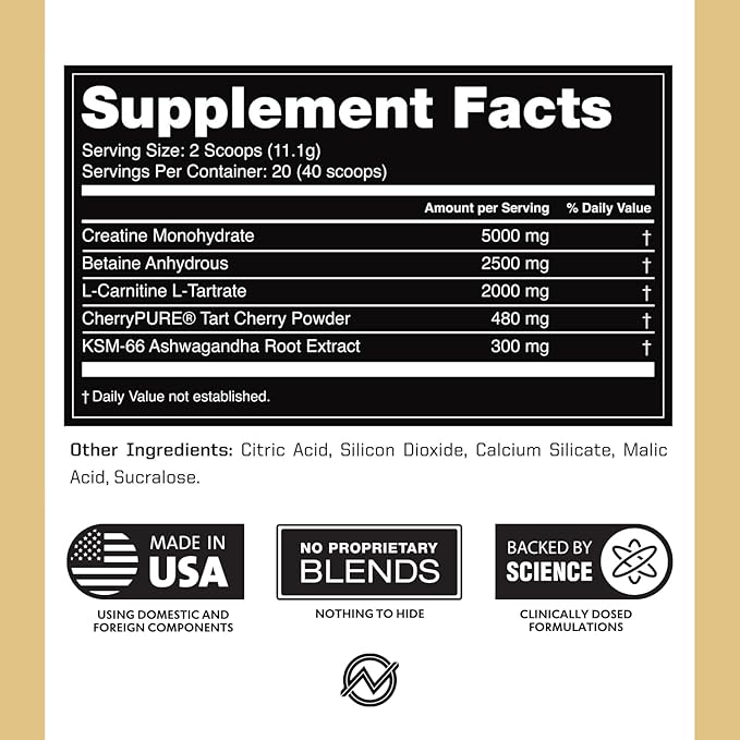 Outwork Nutrition Post Workout Recovery Powder - Creatine Monohydrate, KSM-66 Ashwagandha & Tart Cherry - Speeds Recovery, Eases Soreness - Creatine Powder for Men & Women, Iced Tea, 240 Gr