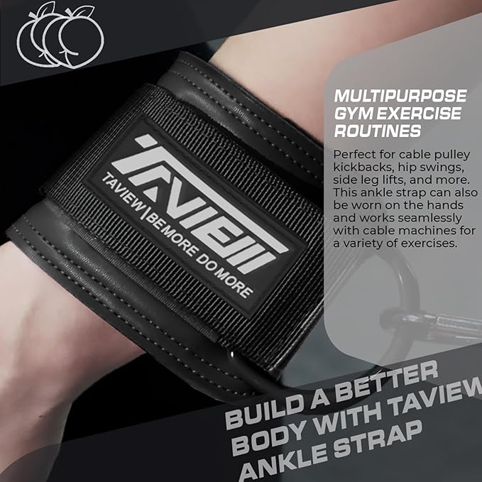 TAVIEW Ankle Straps Cable Machine Attachment for Gym - Cable Kickback Ankle Straps - Padded Ankle Cuffs for Glute Kickbacks and Leg Workouts