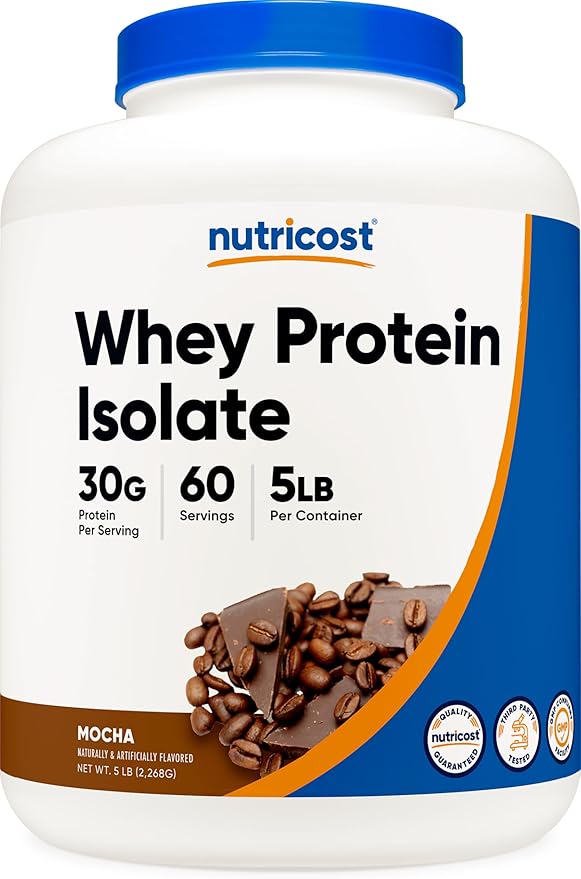 Nutricost Whey Protein Isolate (Mocha) 5LBS - Gluten Free & Non-GMO