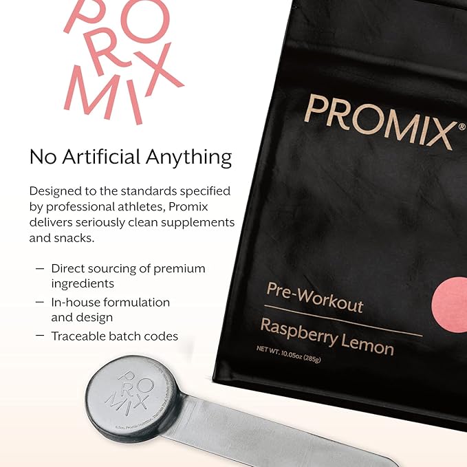 ProMix Nutrition Pre-Workout Powder, Raspberry Lemon - Maximize Focus - Helps Muscle Gain, Endurance & Enhanced Energy - Vitamin B12, Caffeine, Beta-Alanine & L-Tyrsosine - 30 Servings (Pack of 1)
