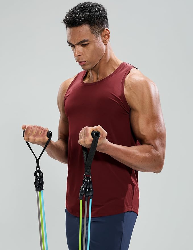 MIER Men's Tank Tops Workout Sleeveless Tee Shirts Muscle Athletic Gym Running Beach Tanks for Men, Quick Dry