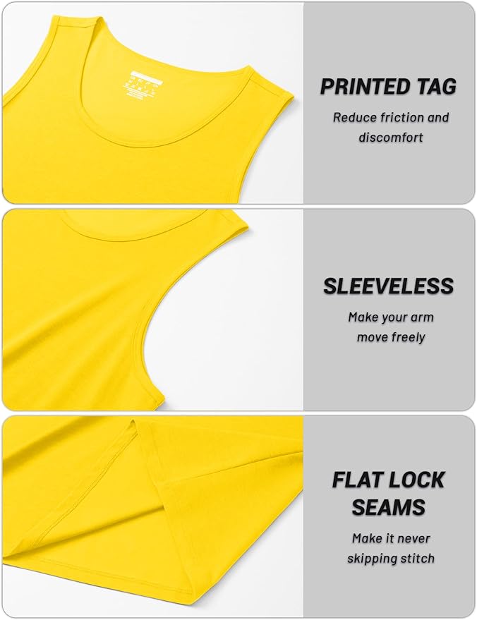 Cotrasen Men's Tank Top UPF 50+ Sleeveless Shirt Cotton Moisture Wicking Casual Gym Workout Shirts Cooling Muscle Tee Shirt