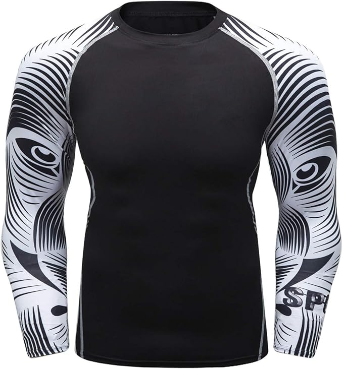 Men's Soft Fit Long Sleeve Workout Rashguard Cool Dry Compression Fitness Shirt